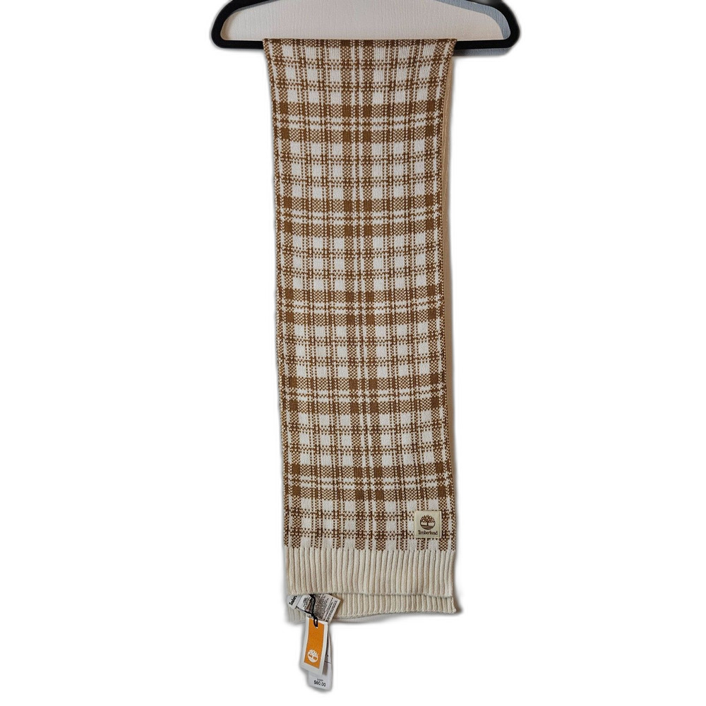NEW Classic Timberland Gold Plaid Knit Scarf 10x62 Retail $60.00